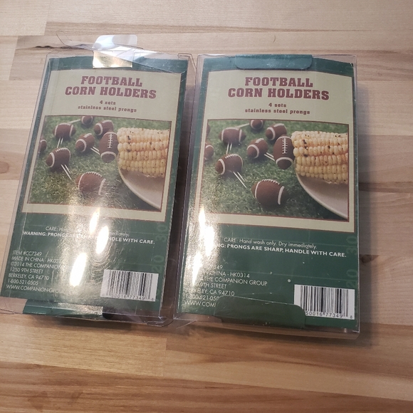 FOOTBALL CORN HOLDERS STAINLESS STEEL PRONGS (2 BOXES SET OF 8) 2014 COMPANION - Picture 6 of 10
